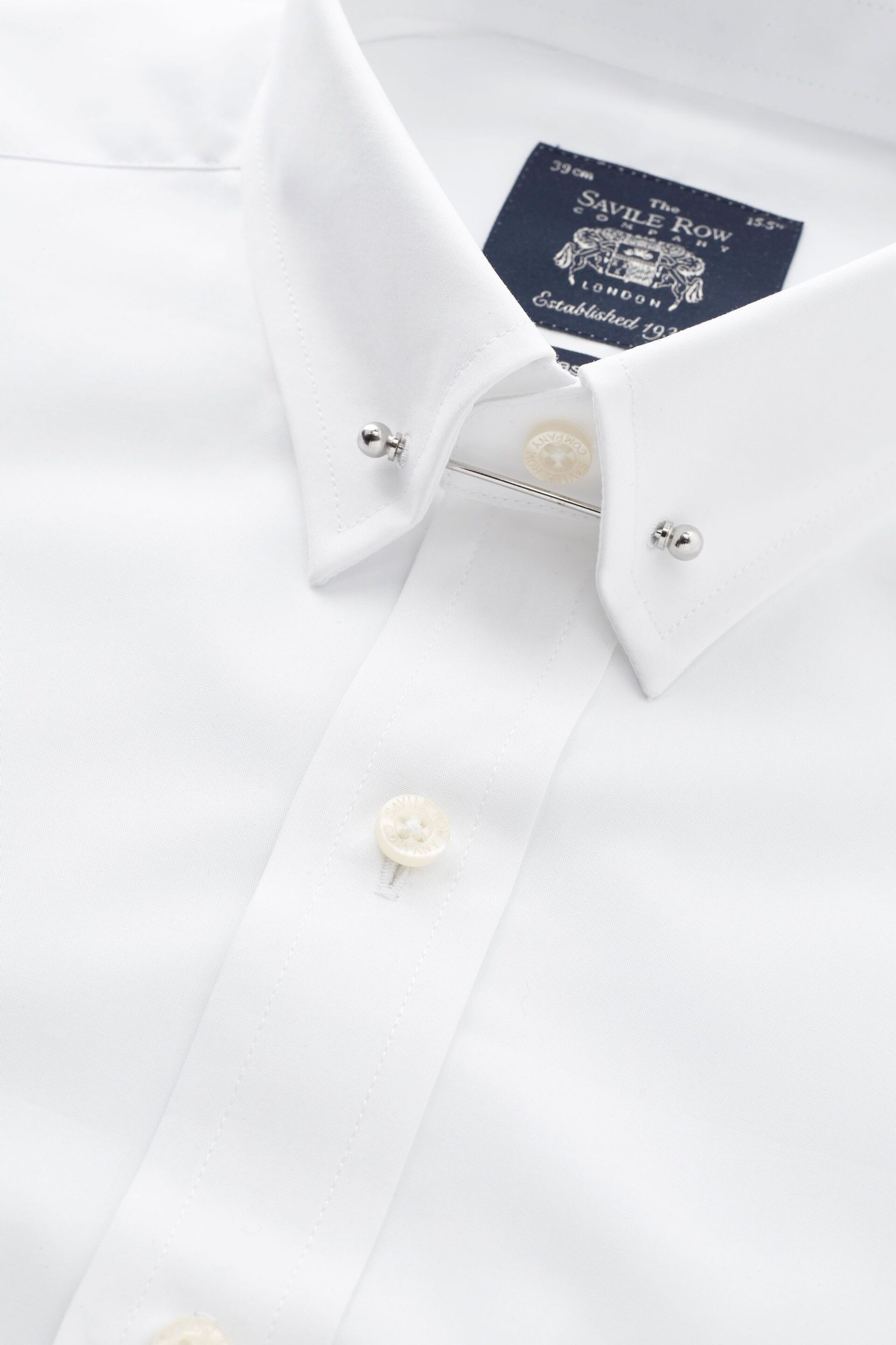 Savile Row Co White Extra Slim Pin Collar Double Cuff Shirt - Image 3 of 4