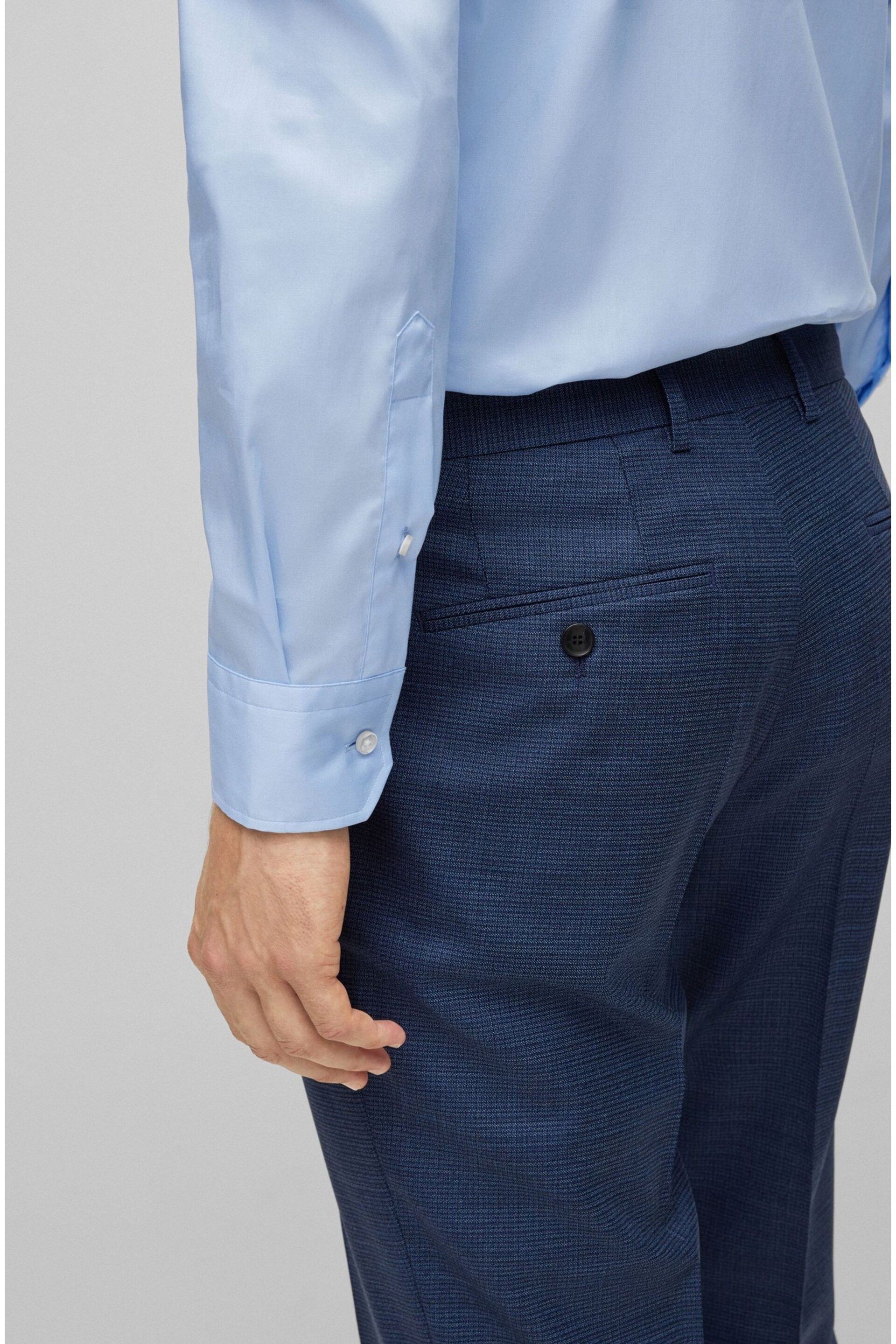 BOSS Blue Regular Fit Poplin Easy Iron Long Sleeve Shirt - Image 5 of 6
