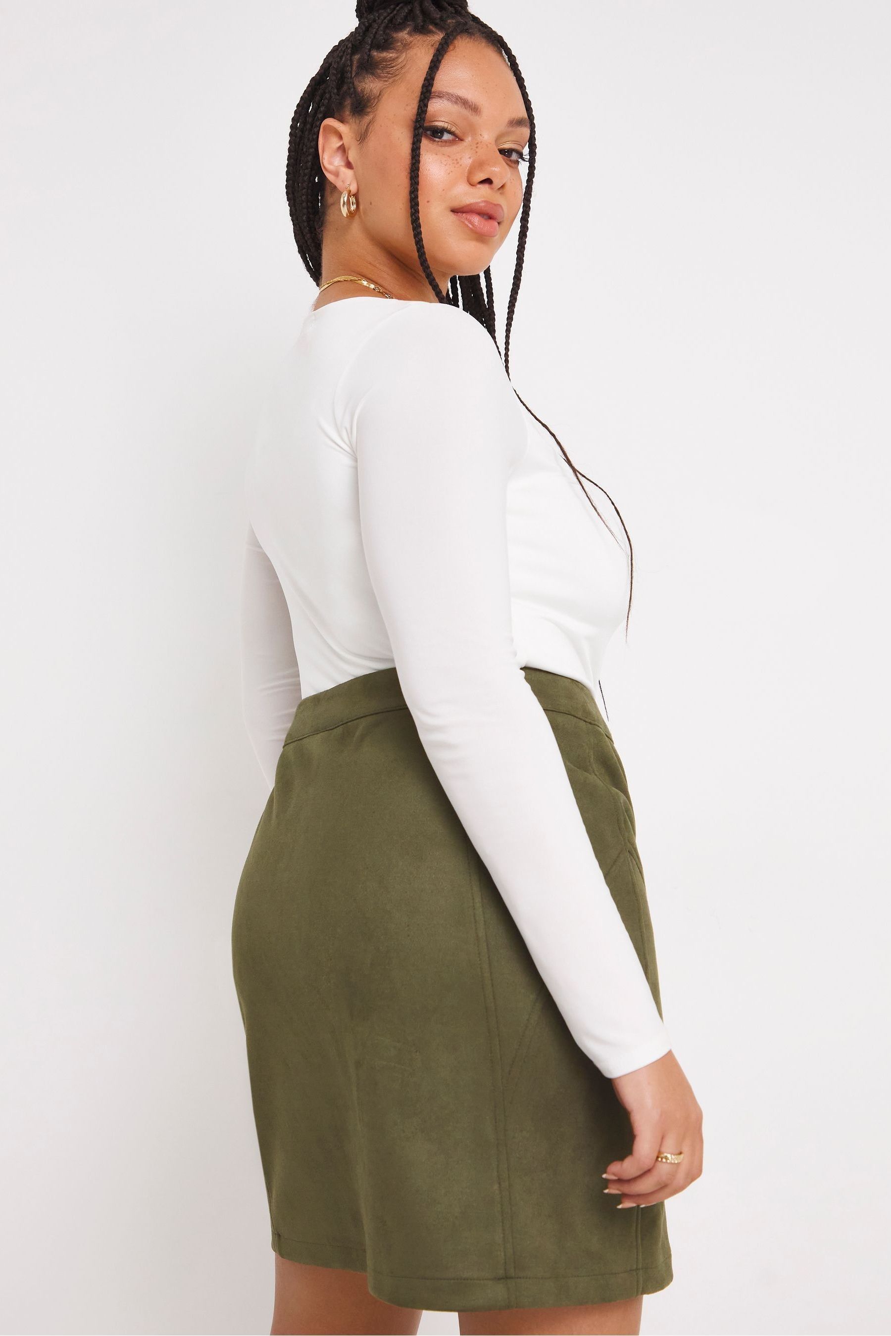 Buy Simply Be Green Suedette Zip Through Mini Skirt from Next Luxembourg