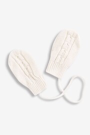 JoJo Maman Bébé Cream Cream Cable Knit Pop-On Mittens - Image 1 of 1