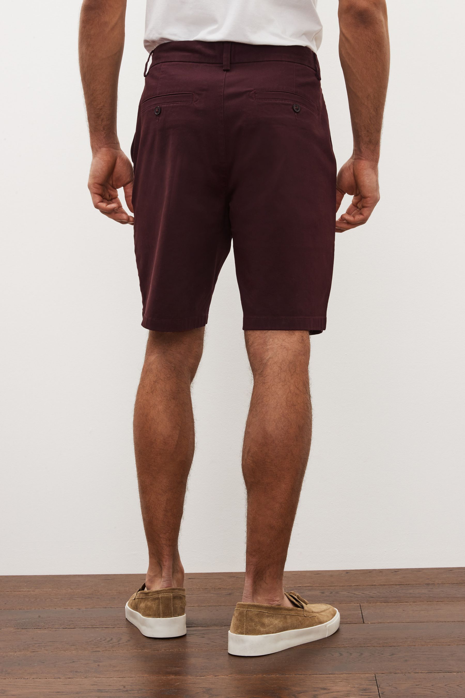 Buy Burgundy Red Straight Stretch Chino Shorts from Next Luxembourg