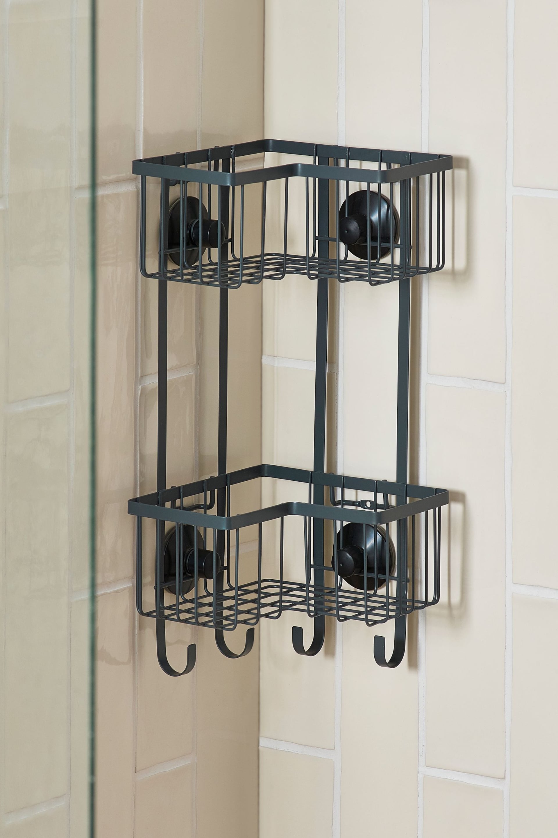 Charcoal Grey Bronx Wire Corner Double Shower Caddy - Image 2 of 3
