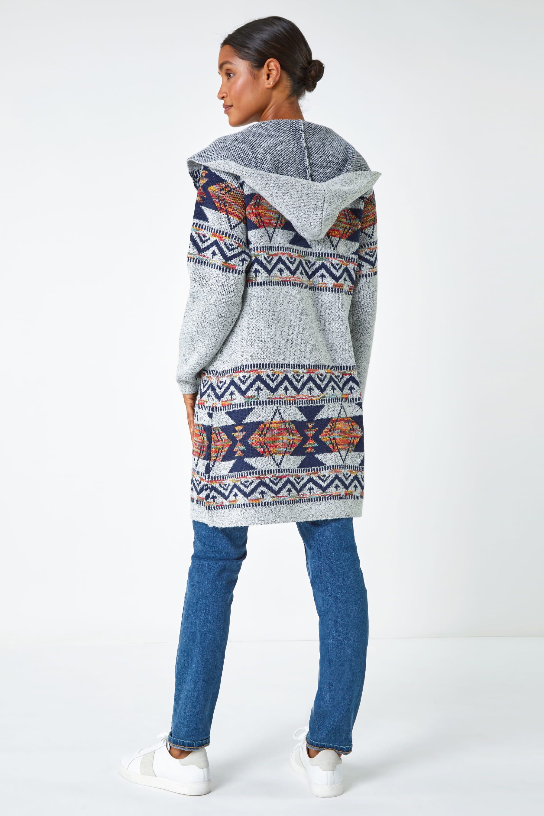 Buy Roman Grey Nordic Longline Hooded Cardigan from the Next UK online shop