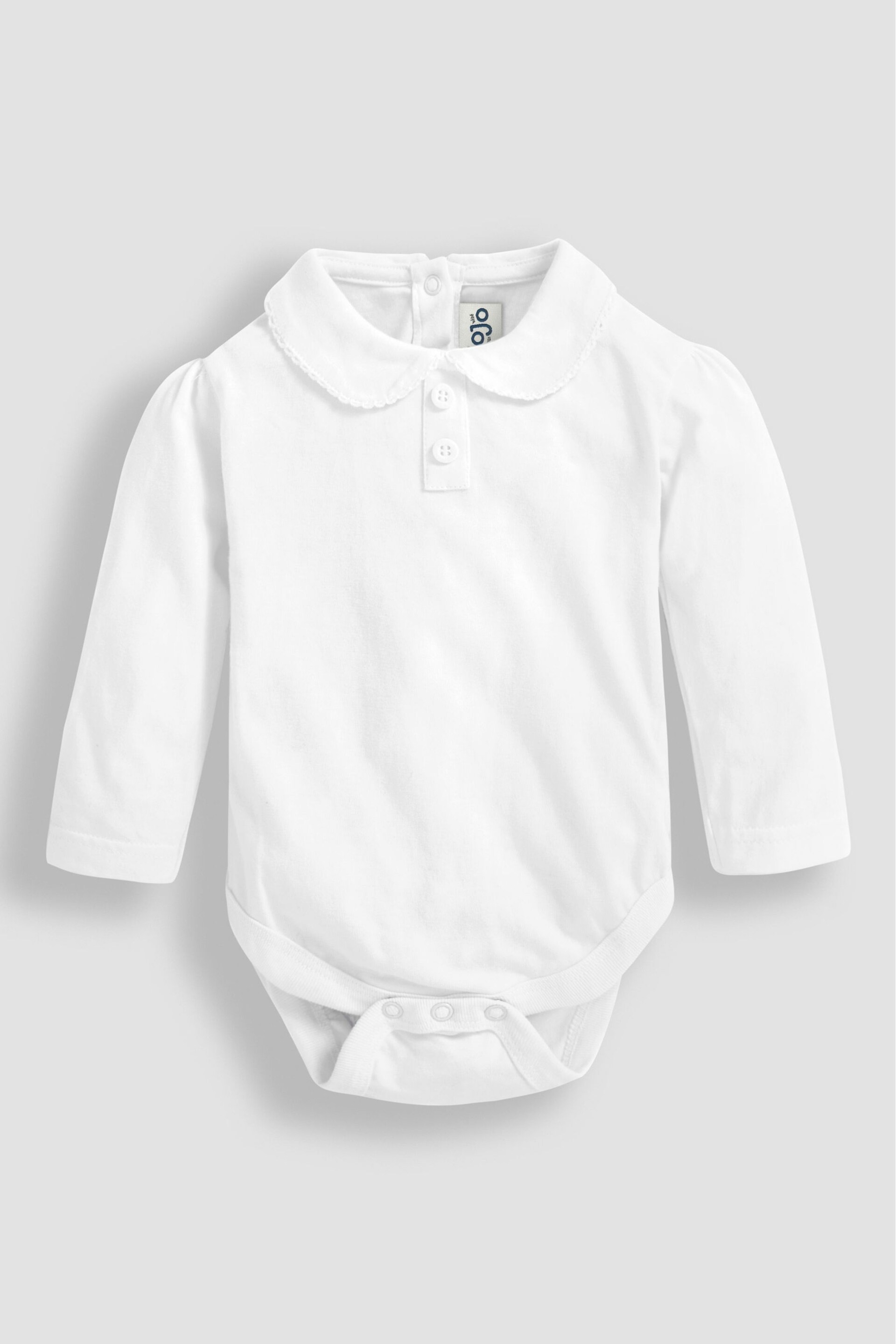 JoJo Maman Bébé White Plain Long Sleeve Peter Pan Bodysuit - Image 1 of 3