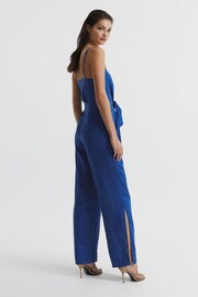 Reiss Bright Blue Ana Linen Jumpsuit - Image 5 of 7