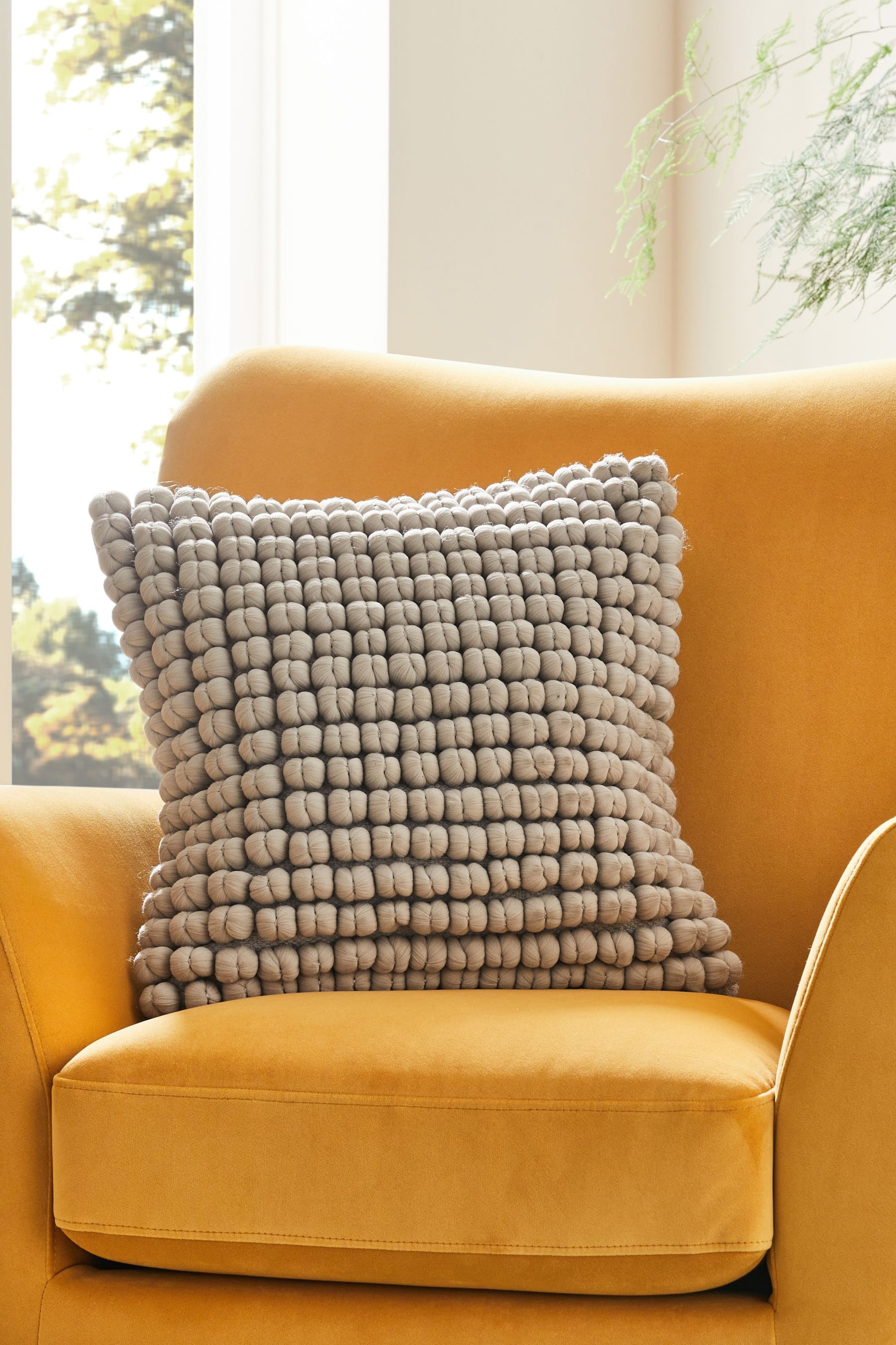 Grey 43 x 43cm Global Bobble Cushion - Image 1 of 6