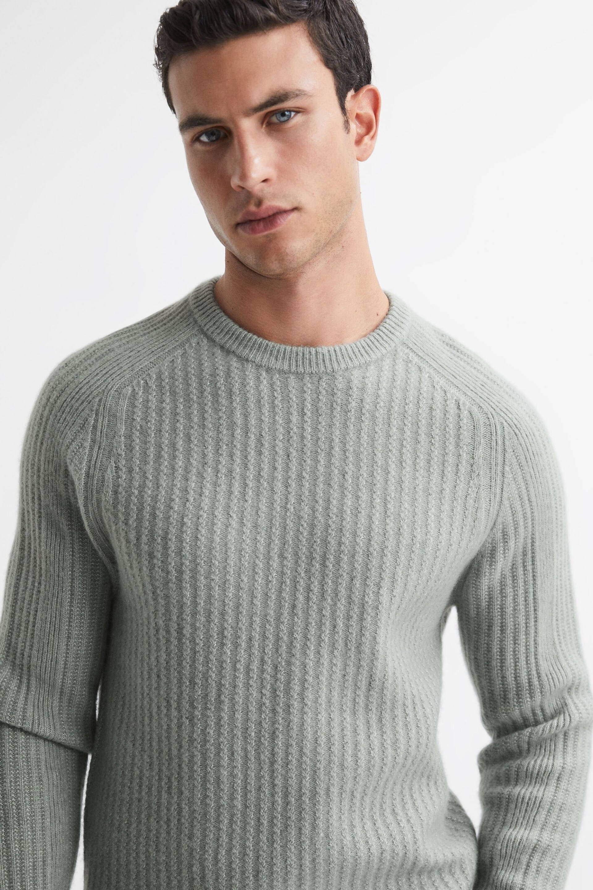 Reiss Sage Millerson Wool-Cotton Textured Crew Neck Jumper - Image 1 of 5