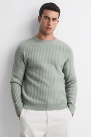 Reiss Sage Millerson Wool-Cotton Textured Crew Neck Jumper - Image 4 of 5