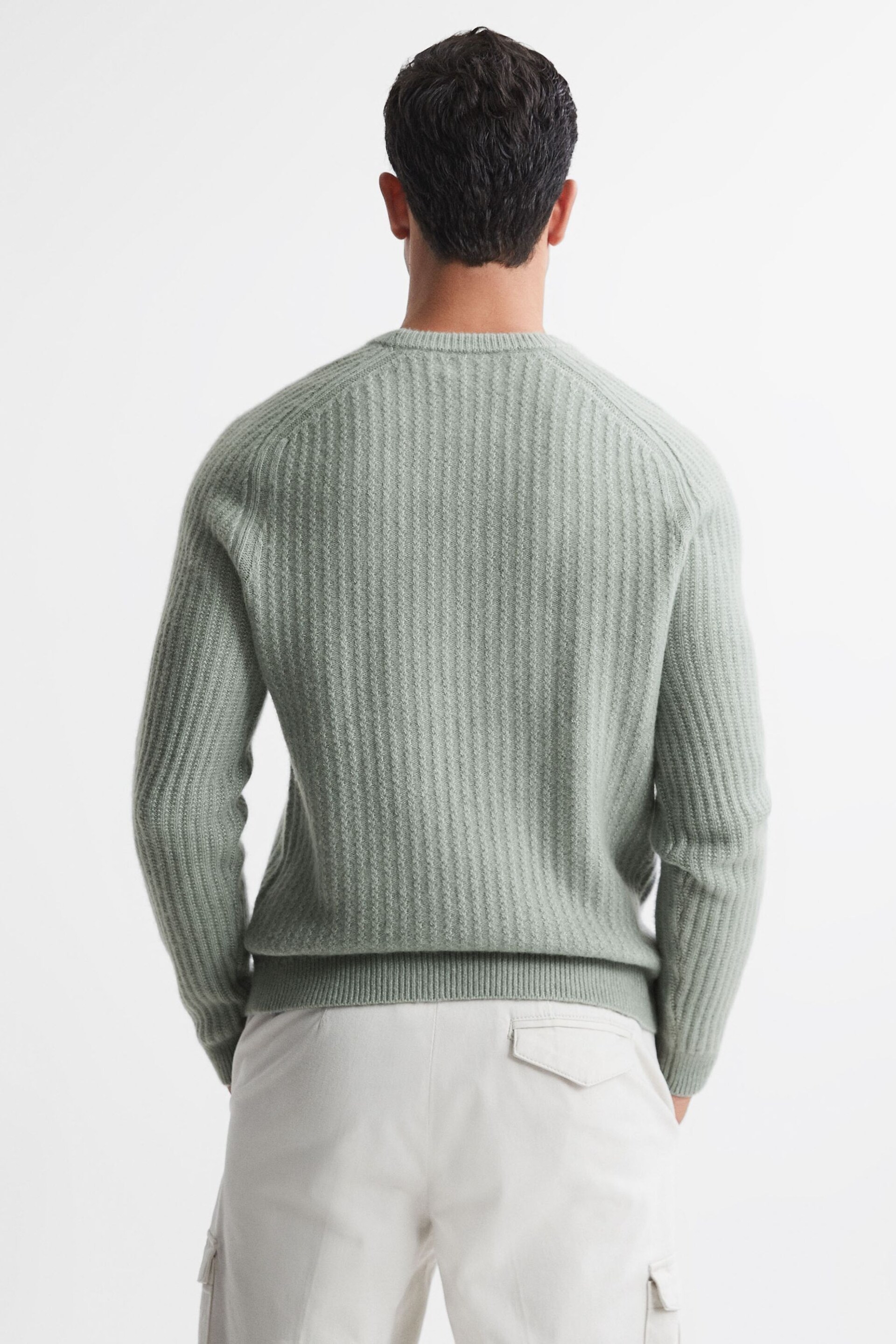 Reiss Sage Millerson Wool-Cotton Textured Crew Neck Jumper - Image 5 of 5