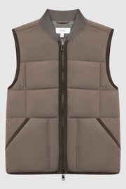 Reiss Mushroom Pilgrim Quilted Contrast Trim Gilet - Image 2 of 5