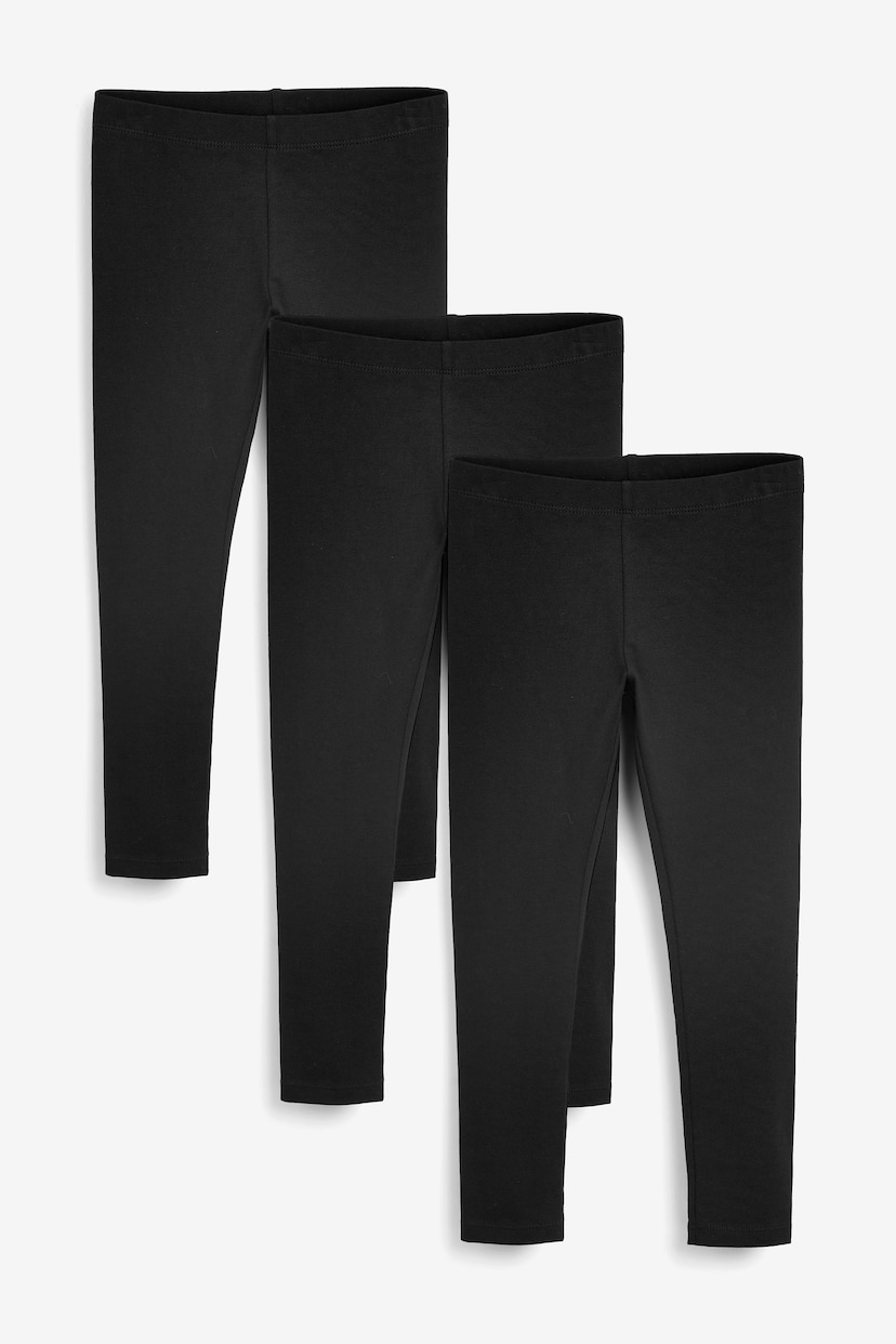 Black Long Length Leggings 3 Pack (3-16yrs) - Image 1 of 4