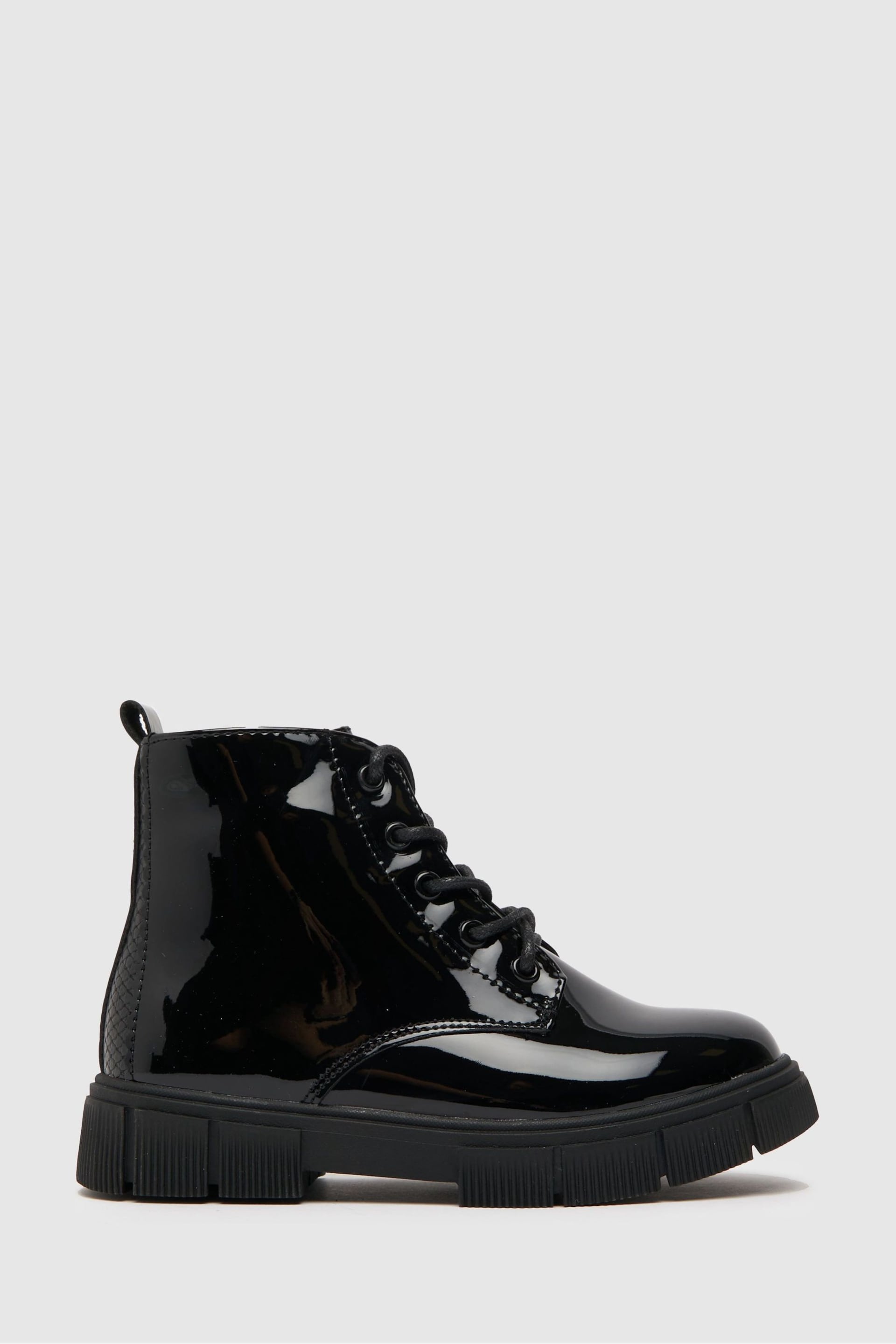 Schuh Black Chant Patent Lace Boots - Image 1 of 4