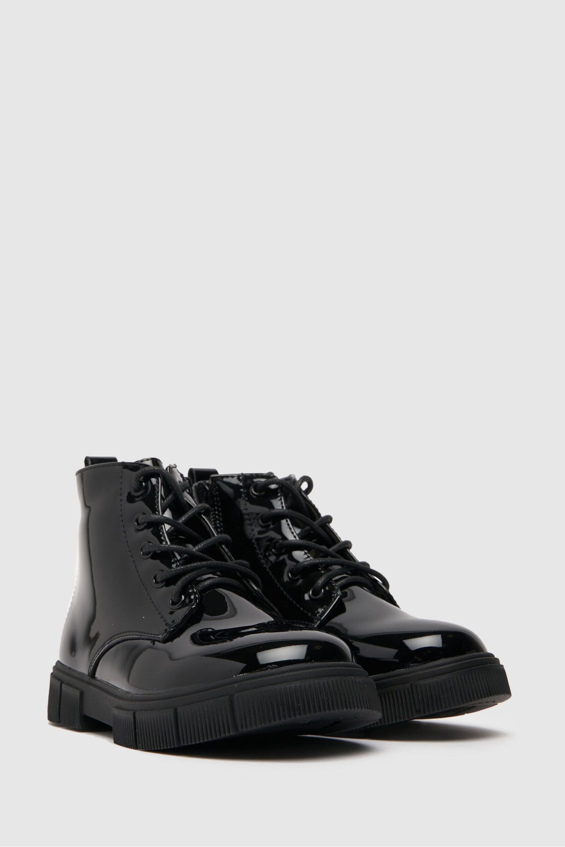 Schuh Black Chant Patent Lace Boots - Image 2 of 4