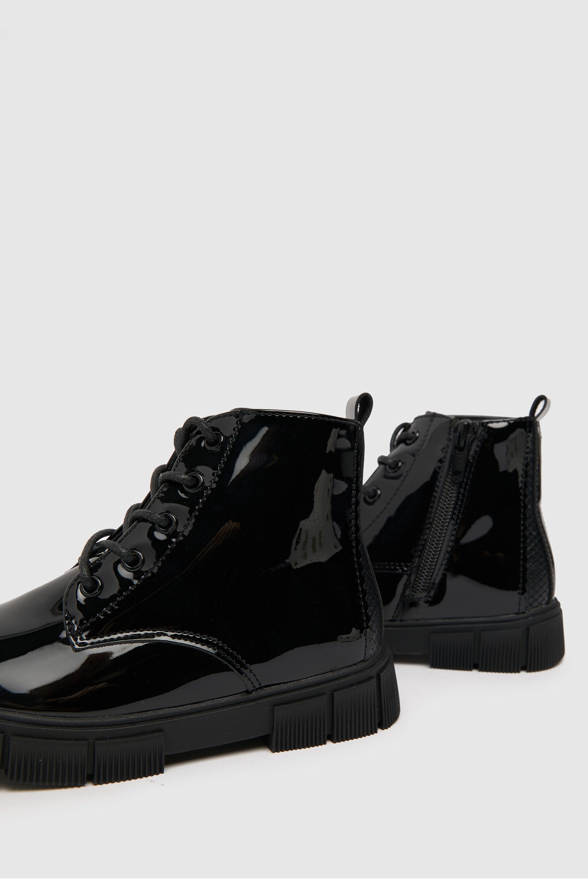 Schuh Black Chant Patent Lace Boots - Image 4 of 4