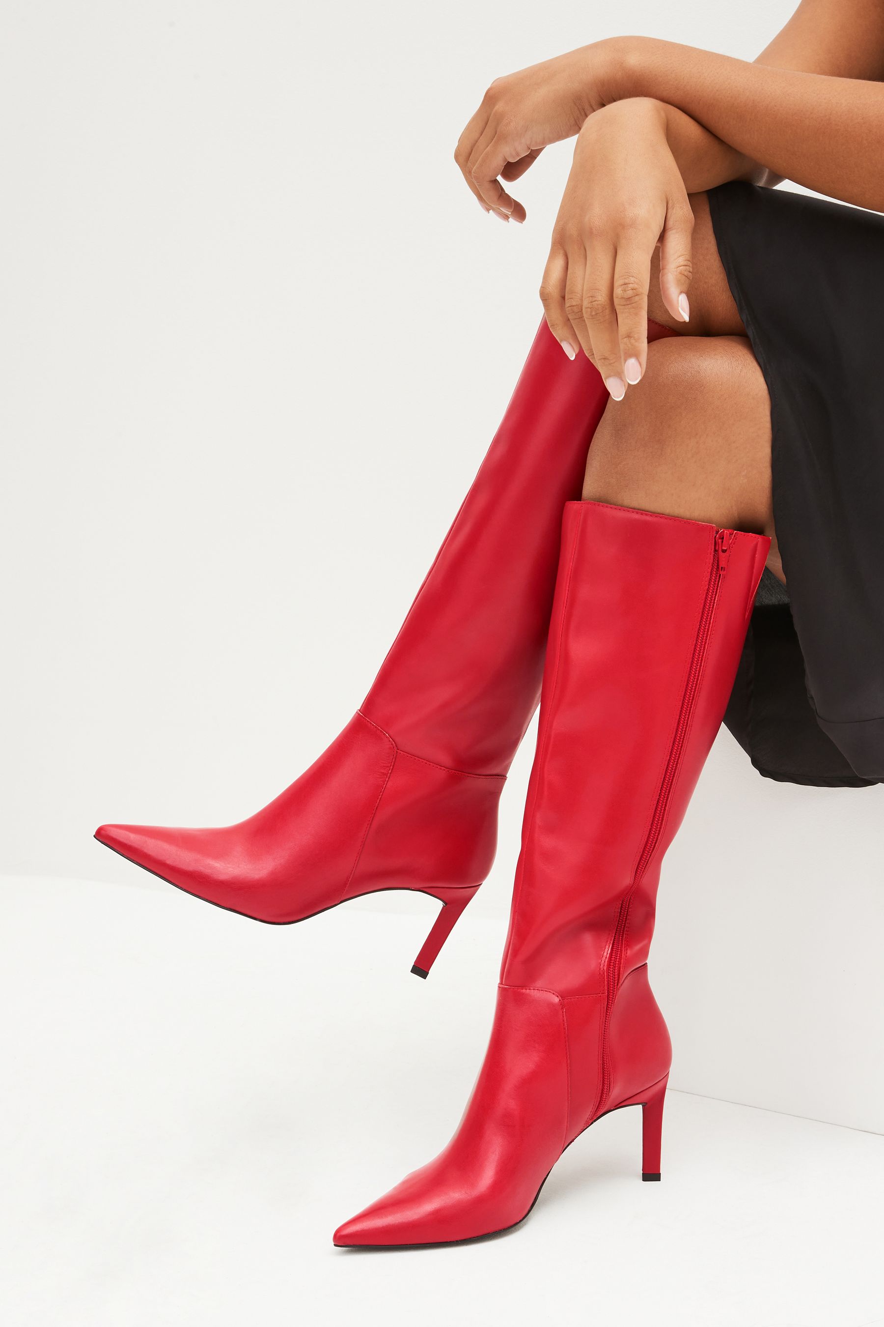 Buy Red Signature Leather Forever Comfort Point Toe Knee High Boots from Next Austria