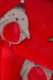 Catherine Lansfield Red Teddy Christmas Robins Warm And Cosy Fleece Throw - Image 3 of 4