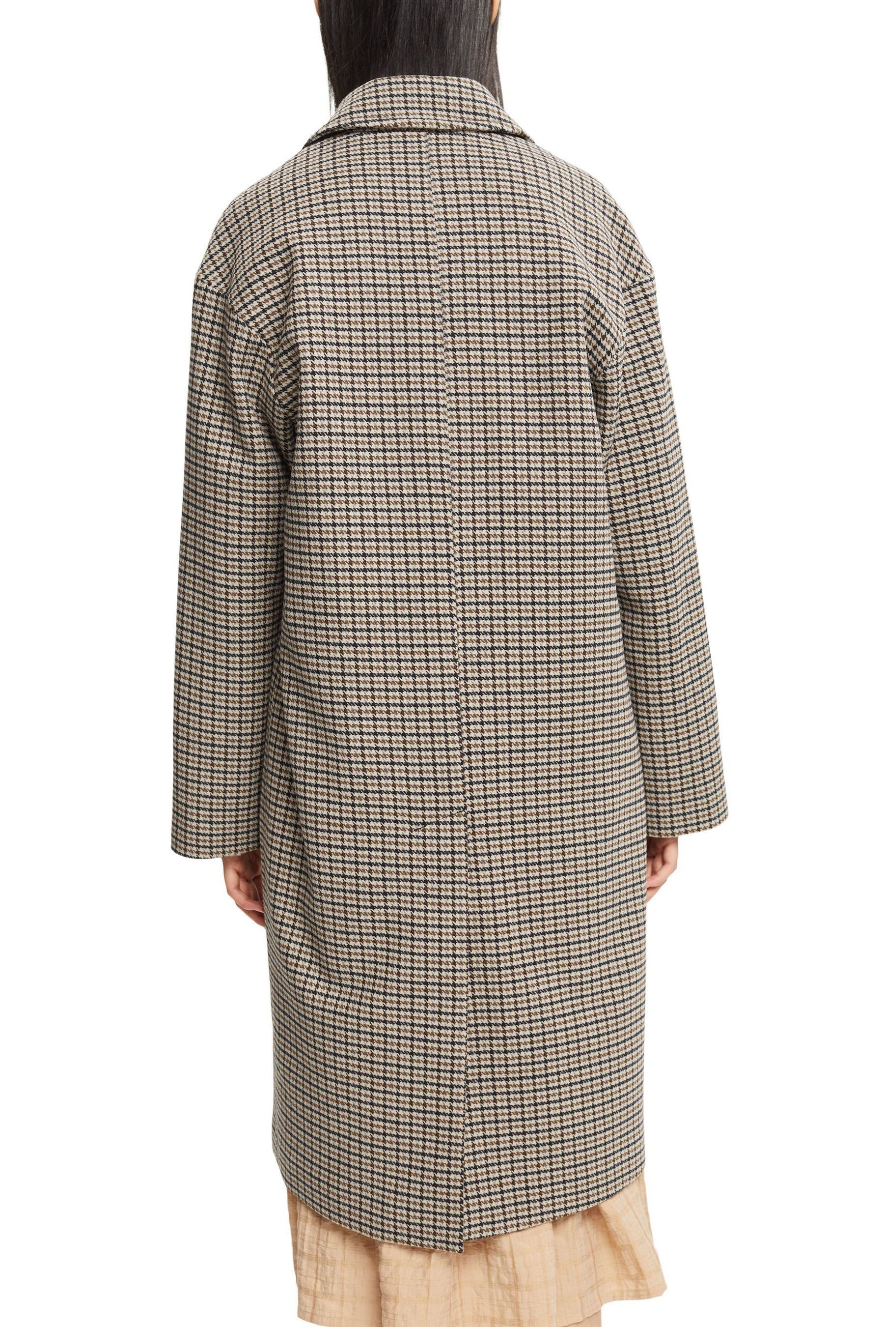 Buy Esprit Cream Houndstooth Wool Mix Coat from Next Luxembourg