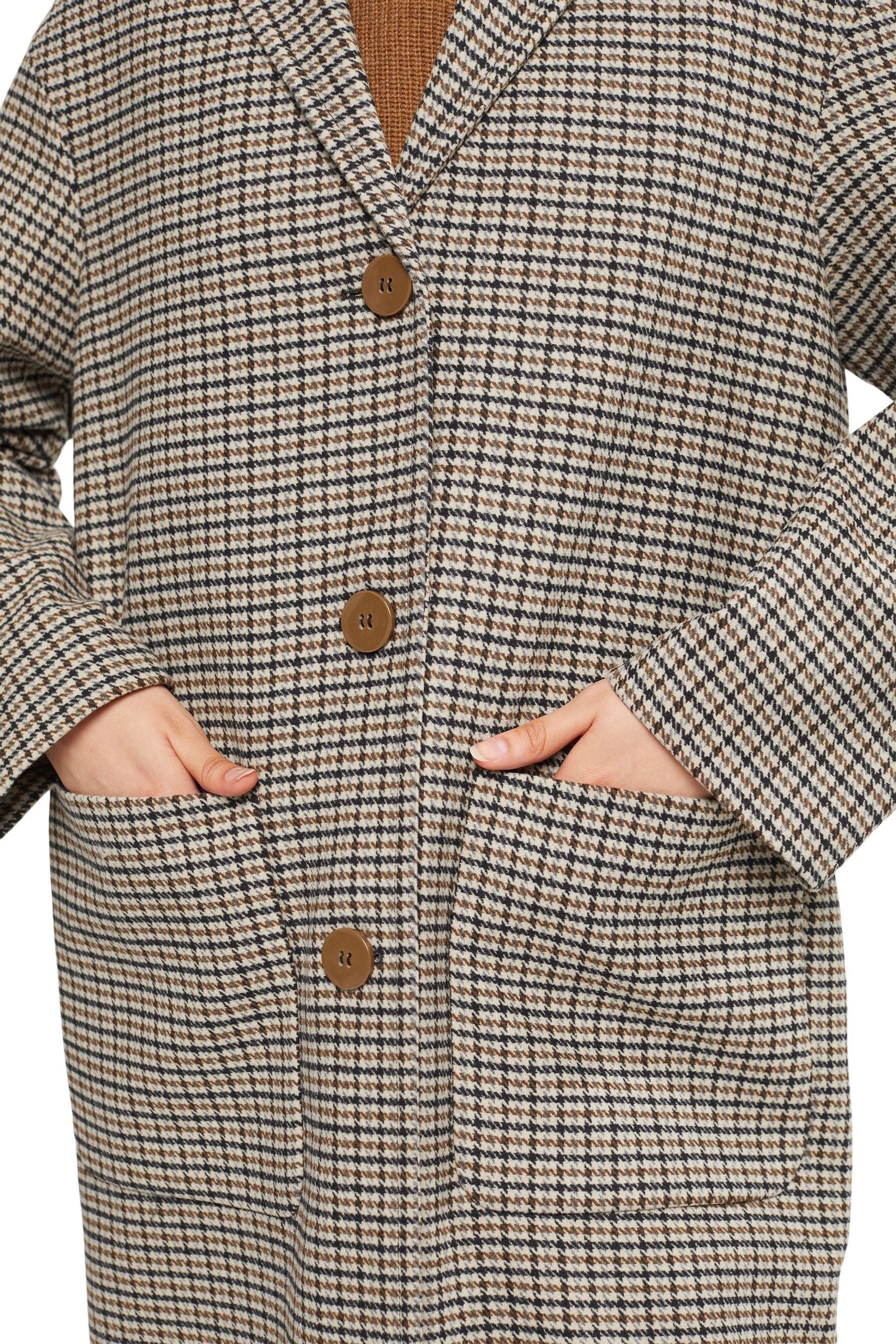 Buy Esprit Cream Houndstooth Wool Mix Coat from Next Luxembourg