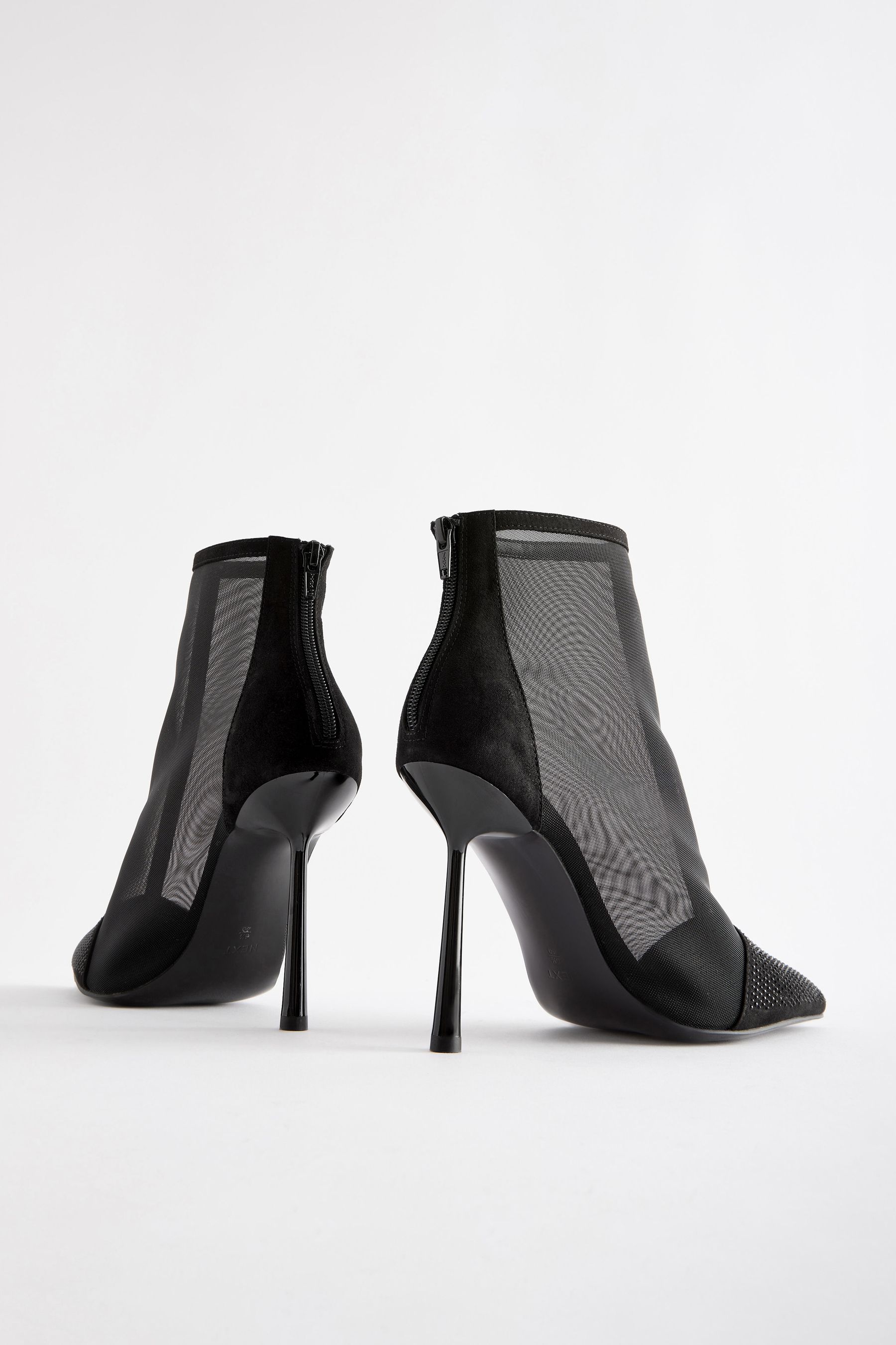 Buy Black Bling Toe Ankle Mesh Boots from Next Ireland