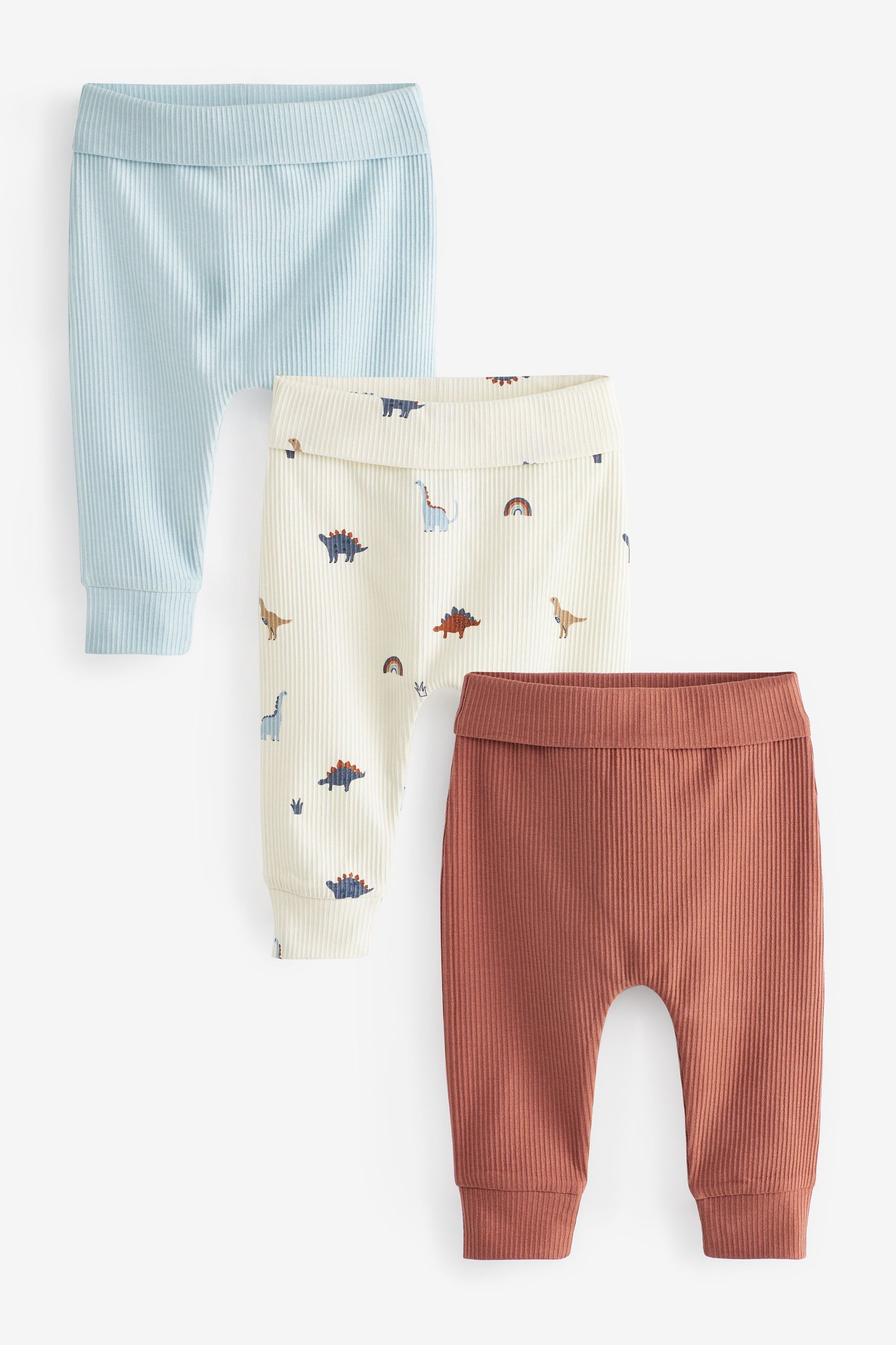 Buy Ecru Cream Rust Brown Dinosaur Baby Leggings 3 Pack from Next Luxembourg