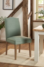 Set of 2 Soft Linen Look Dark Sage Green Malvern Oak Effect Leg Dining Chairs - Image 1 of 8