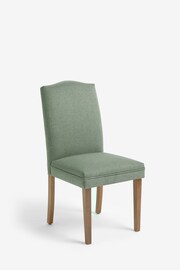 Set of 2 Soft Linen Look Dark Sage Green Malvern Oak Effect Leg Dining Chairs - Image 3 of 8