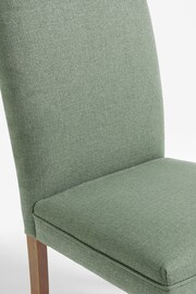 Set of 2 Soft Linen Look Dark Sage Green Malvern Oak Effect Leg Dining Chairs - Image 6 of 8