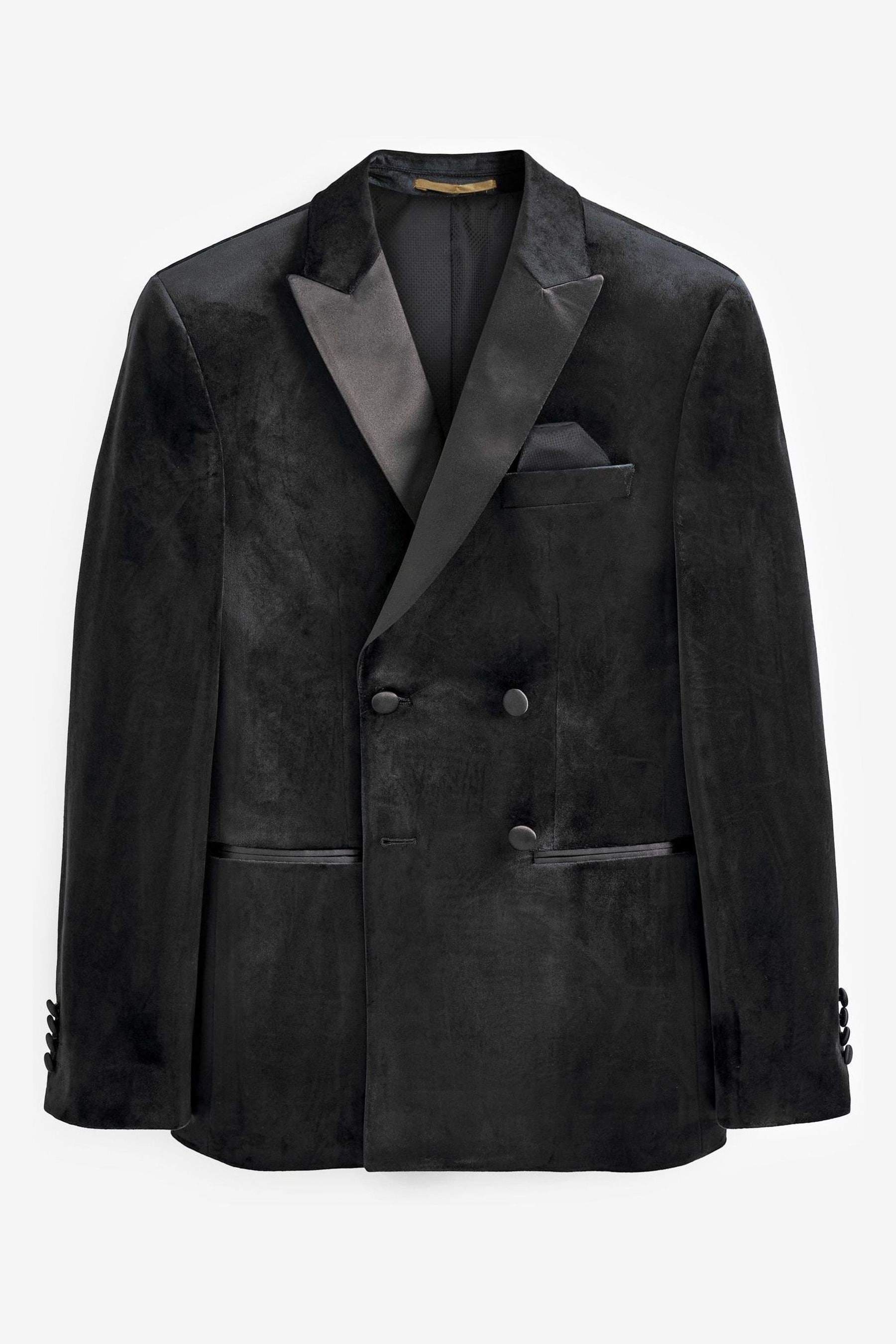 Buy Black Double Breasted Slim Fit Velvet Blazer from the Next UK online shop