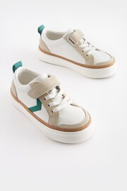 White/Green Standard Fit (F) Touch Fastening Chevron Trainers - Image 2 of 9