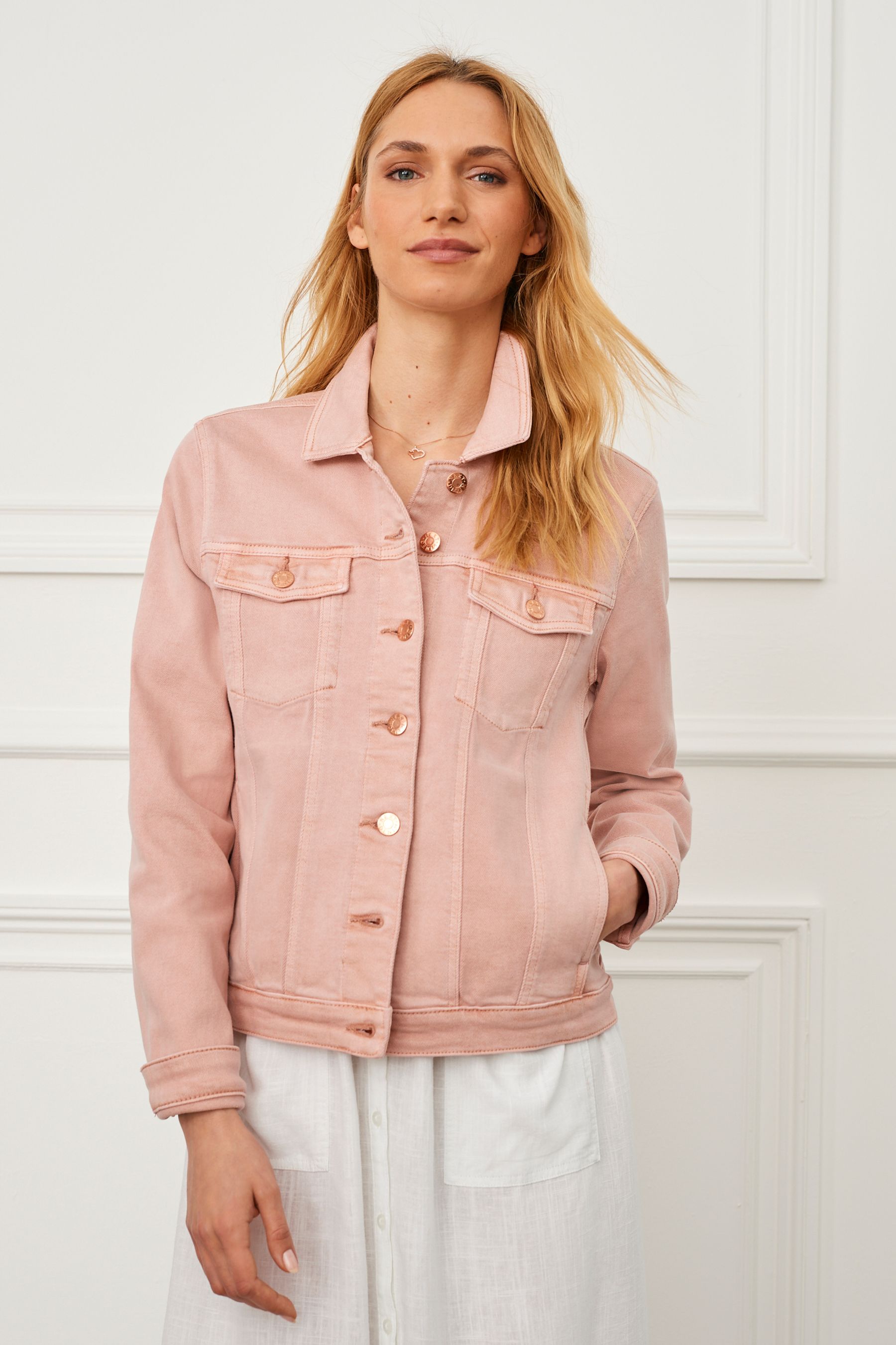 Buy Blush Pink Denim Jacket from Next Luxembourg