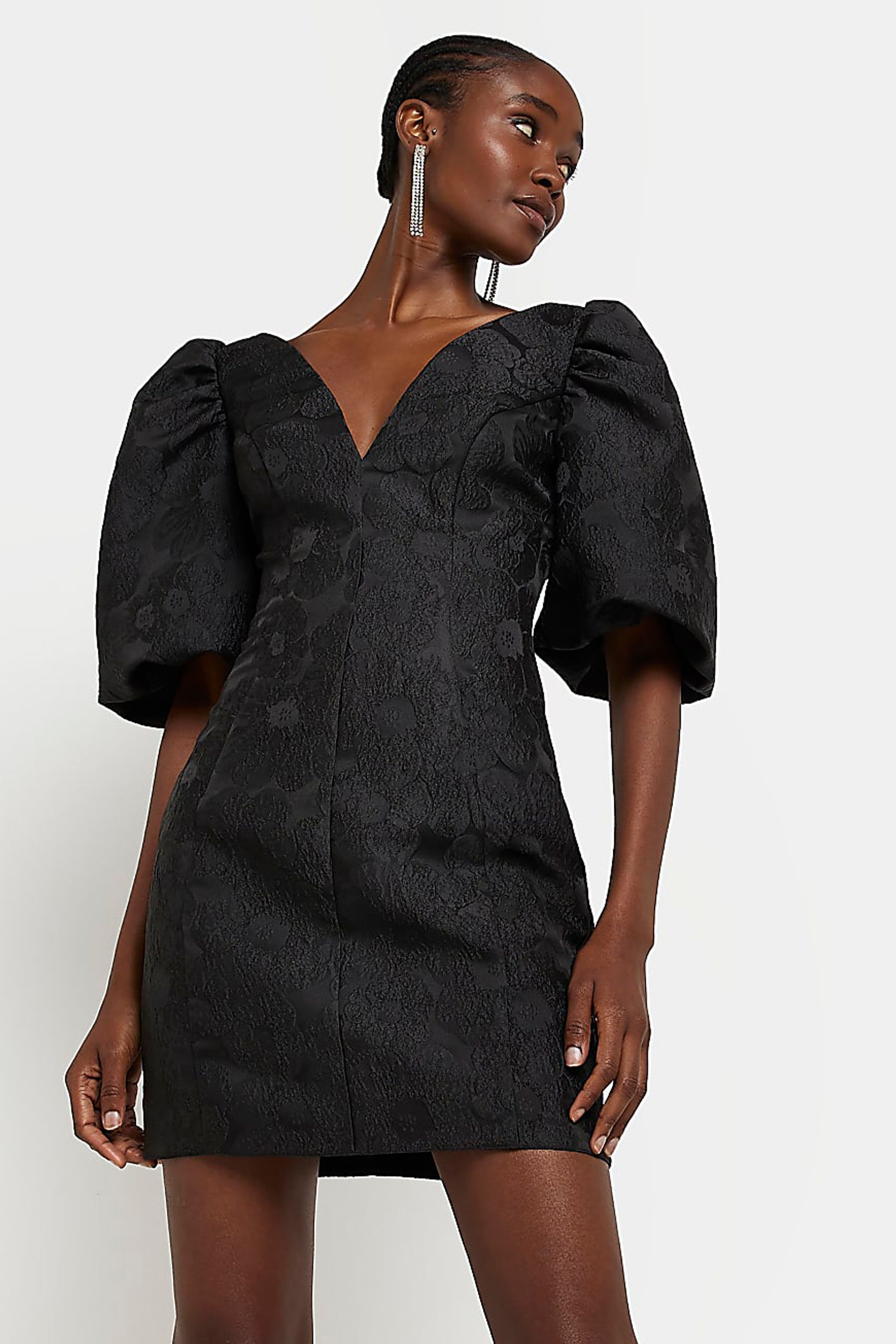 Buy River Island Black Puff Sleeve Mini Dress from the Next UK online shop