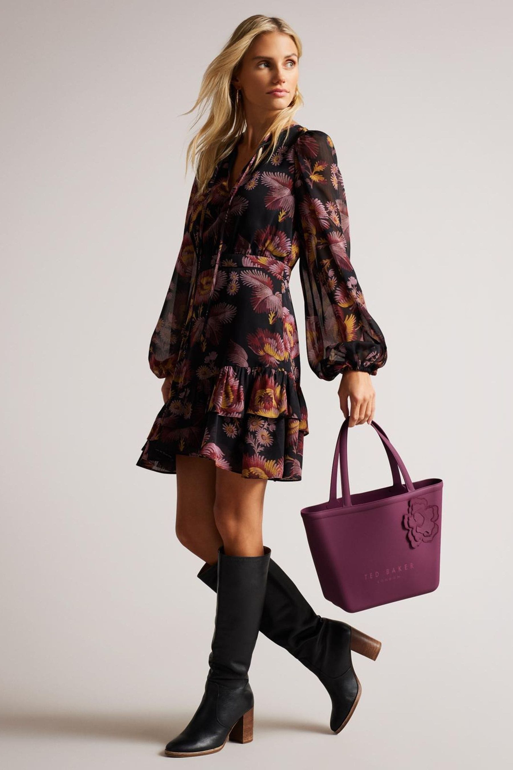 Buy Ted Baker Purple Deep Jellio Flower Small Silicone Tote Bag from Next Ireland