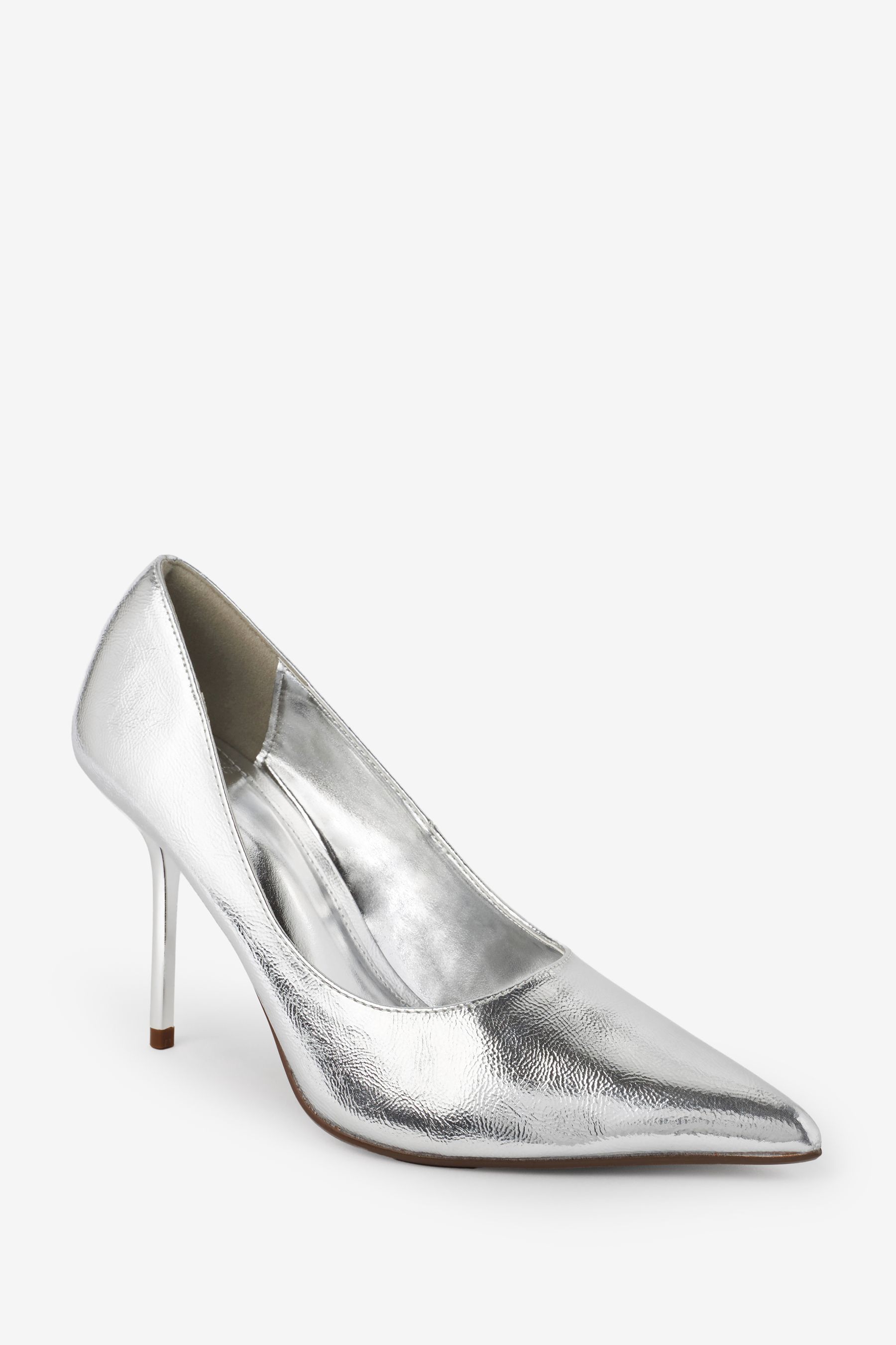 Buy Silver Forever Comfort Metallic Heel Court Shoes from Next Luxembourg