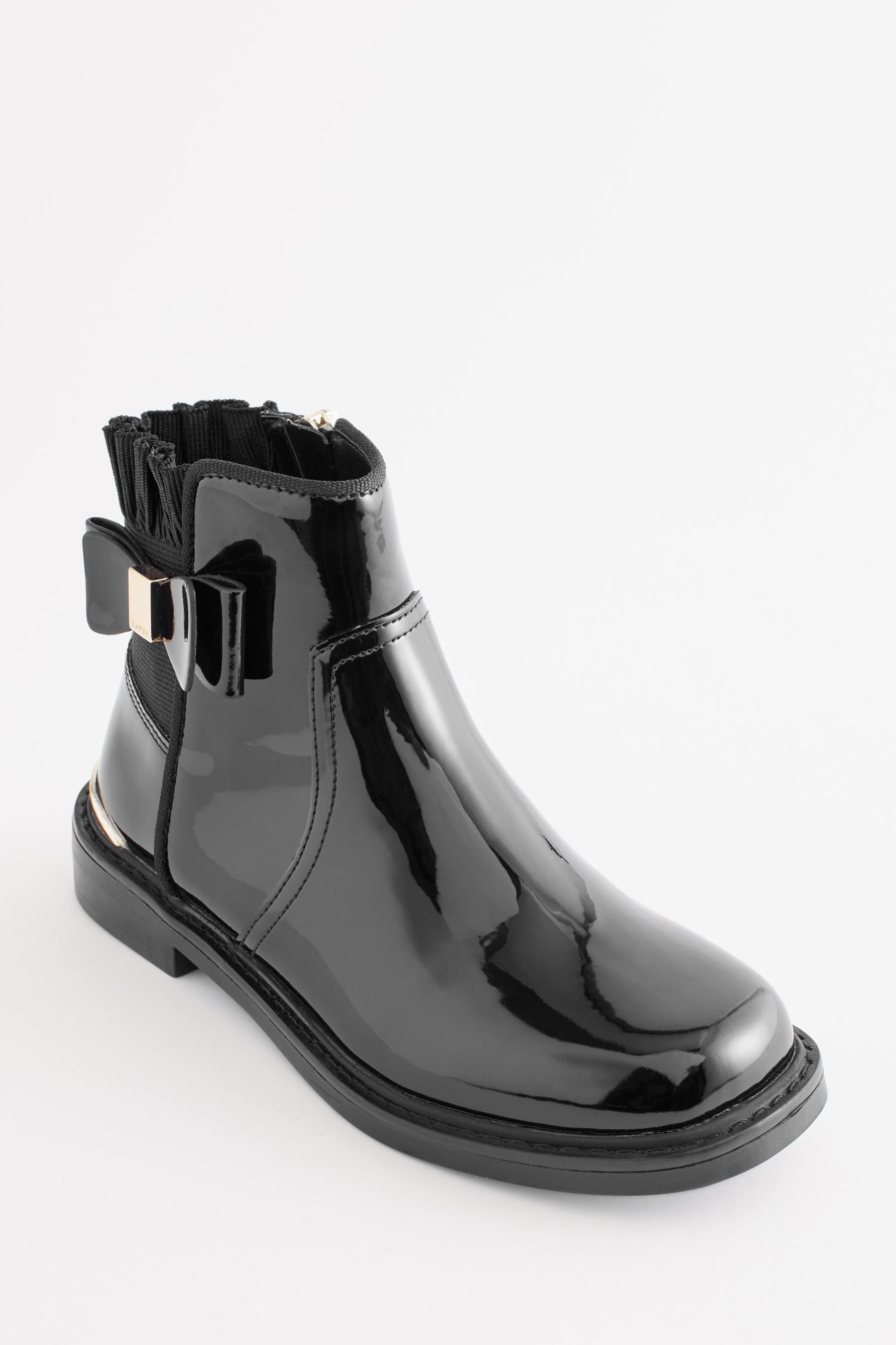 Buy Baker by Ted Baker Girls Patent Chelsea Black Boots with Bow from Next Luxembourg