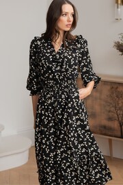 Pour Moi Black Daisy Print Maggie Recycled Dress - Image 2 of 4