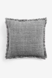 Grey 50 x 50cm Harlston Textured Fringe Cushion - Image 2 of 5