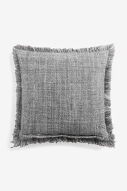 Grey 50 x 50cm Harlston Textured Fringe Cushion - Image 3 of 5