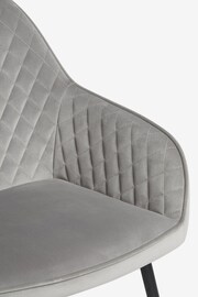 Set of 2 Soft Velvet Mid Grey Black Leg Hamilton Arm Dining Chairs - Image 7 of 9