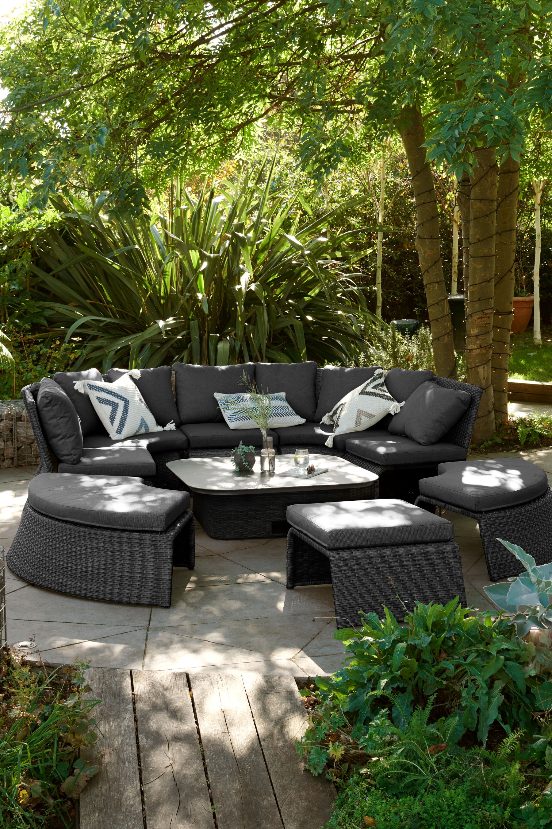 Buy Black Dorset Garden Rattan Effect Multi Use Living Dining and Lounge Set from Next Ireland