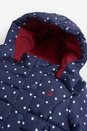 JoJo Maman Bébé Navy White Dot Puffer Jacket - Image 4 of 7