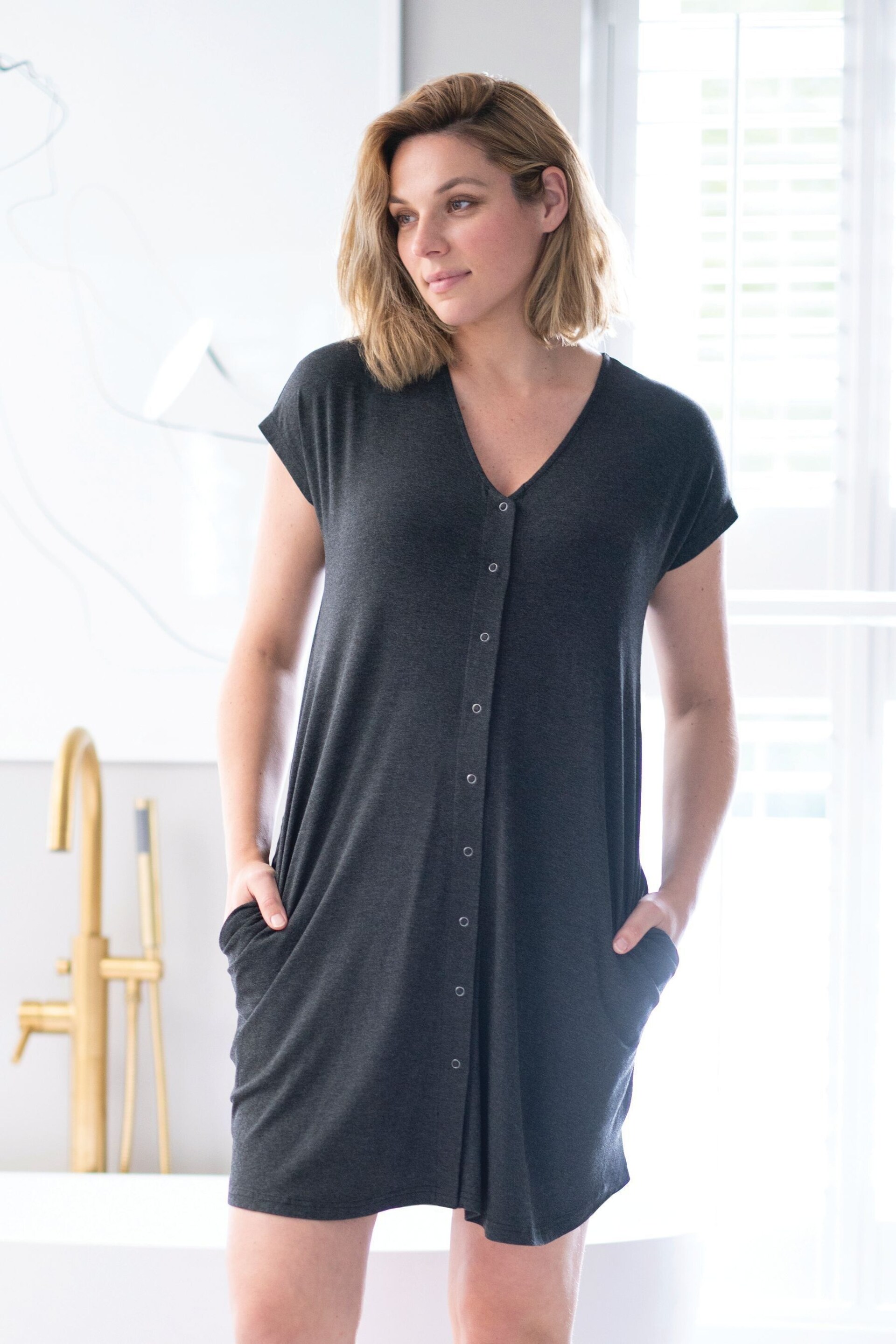 Seraphine Birthing Black Maternity Gown - Image 1 of 7