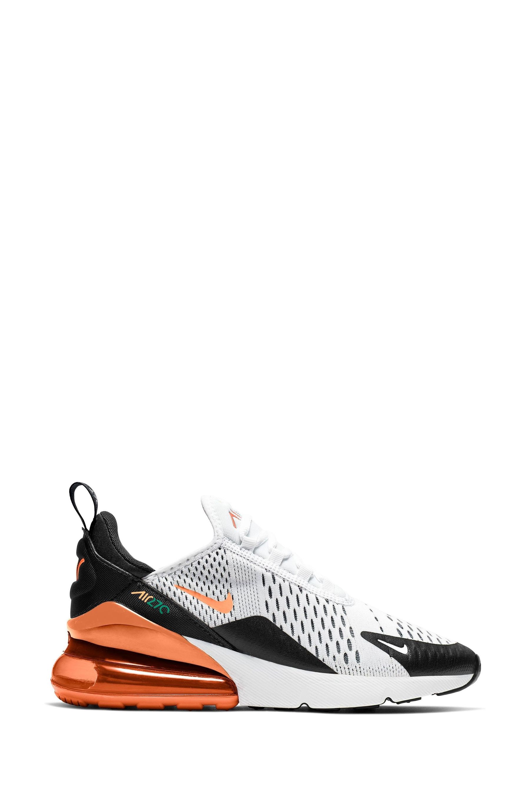 Buy Nike White Black Orange Air Max 270 Youth Trainers from Next Luxembourg