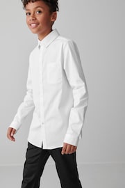 Clarks White Long Sleeve Senior Boys School Shirt with Stretch - Image 3 of 7