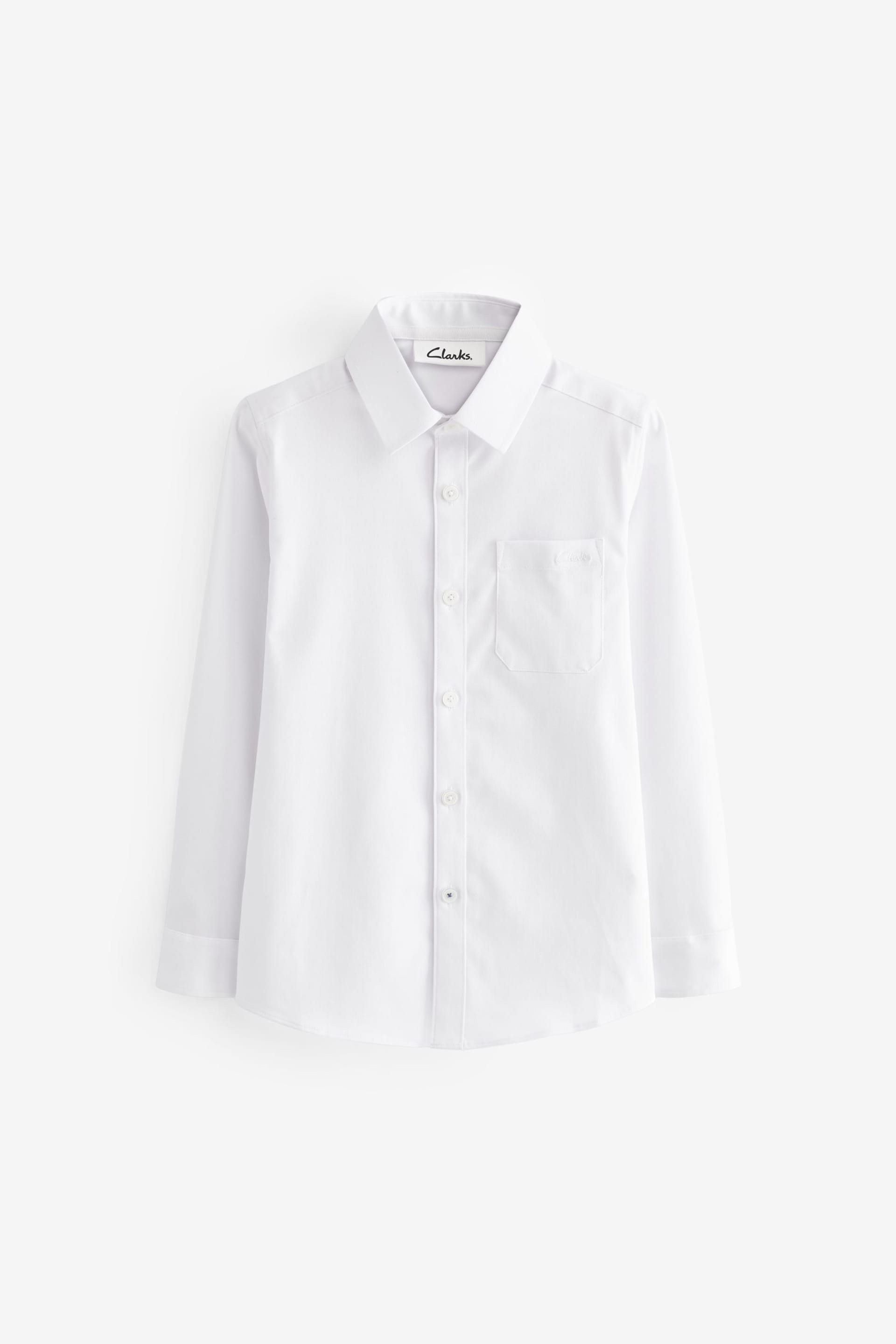 Clarks White Long Sleeve Senior Boys School Shirt with Stretch - Image 6 of 7
