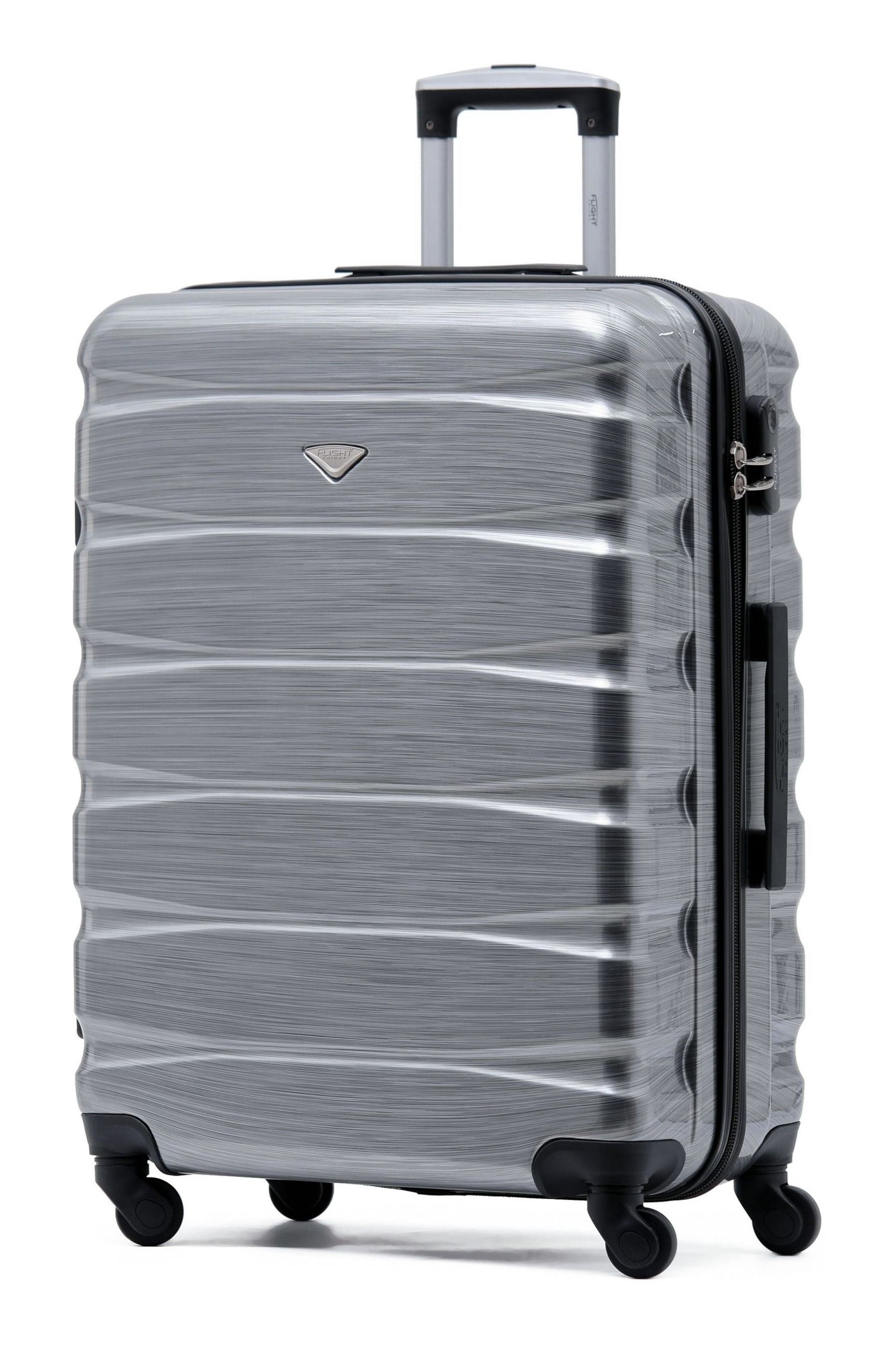 Flight Knight Silver Gloss Medium Hardcase Lightweight Check In Suitcase With 4 Wheels - Image 1 of 1