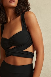 Reiss Black Cristina Wrap Design Bikini Top - Image 3 of 5