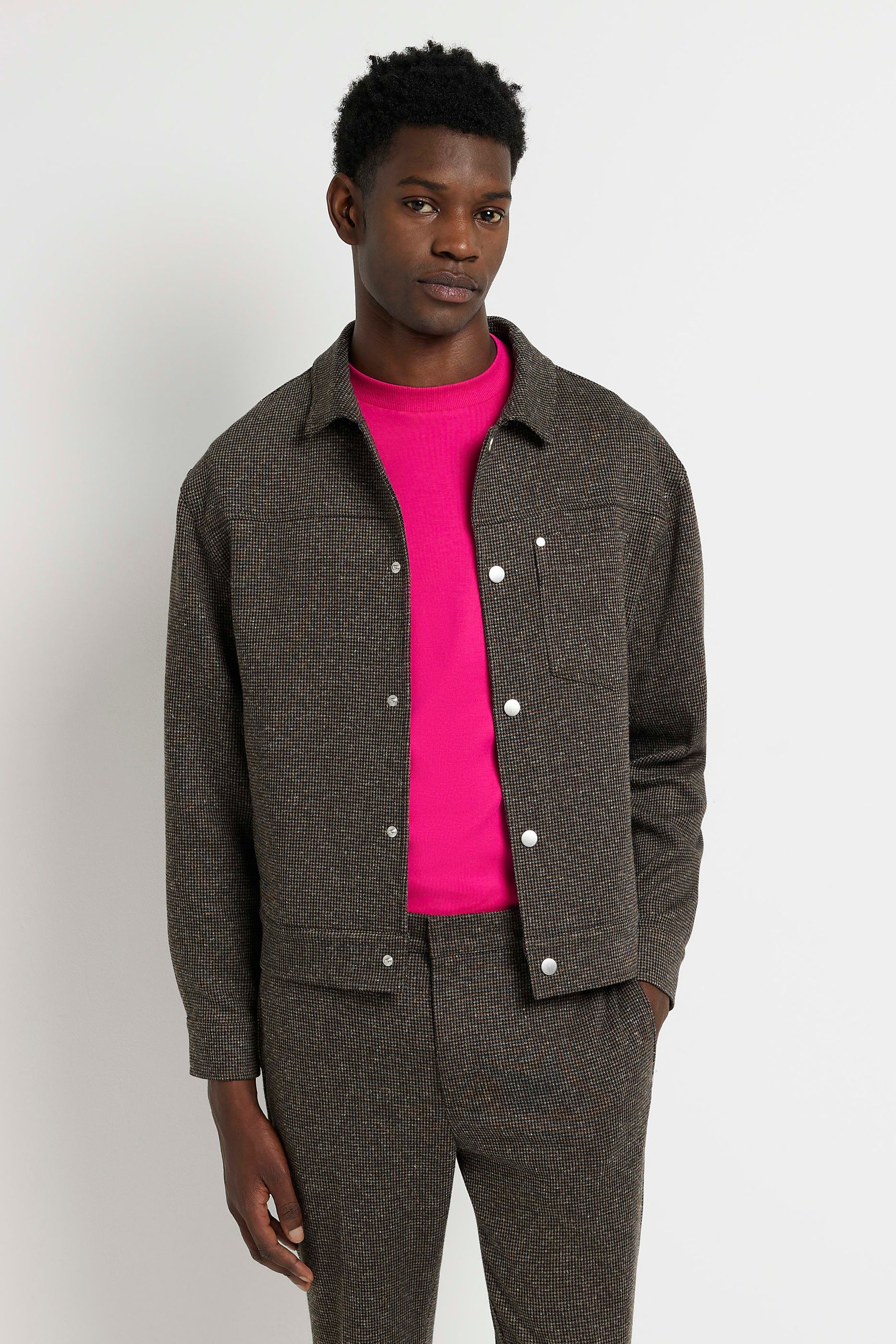 Buy River Island Heritage Check Western Brown Jacket from Next Luxembourg