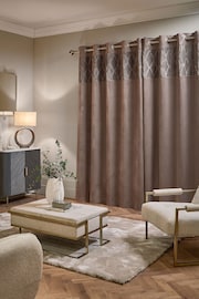 Mink Natural Velvet Pleated Panel Super Thermal Eyelet Curtains - Image 2 of 6