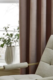 Mink Natural Velvet Pleated Panel Super Thermal Eyelet Curtains - Image 3 of 6