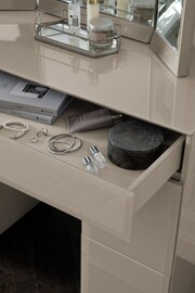Dark Natural Sloane Glass Collection Luxe Space Saving Storage Console Dressing Table - Image 3 of 8